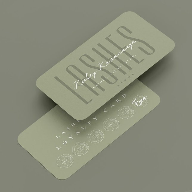 Lashes Makeup Artist Sage Loyalty Card Visitenkarte (Lashes Makeup Artist Sage Logo Punch Loyalty Card
)