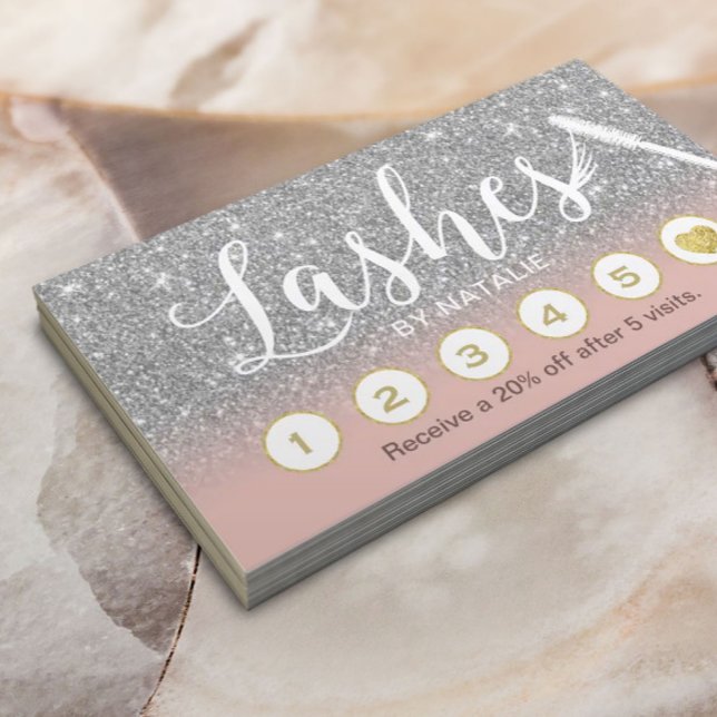 Lashes Makeup Artist Silver & Pink Loyalty Punch Treuekarte (Von Creator hochgeladen)