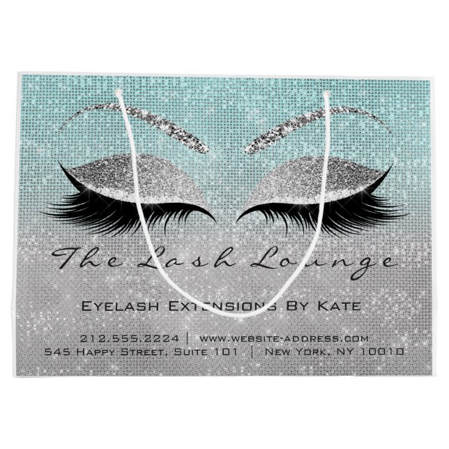Lashes Makeup Artist Studio Aqua Große Geschenktüte (Rückseite)