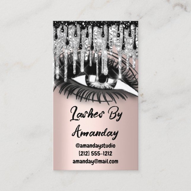 Lashes Makeup Artist Tropfens Rose QR-Code Logo Gr Visitenkarte (Vorderseite)