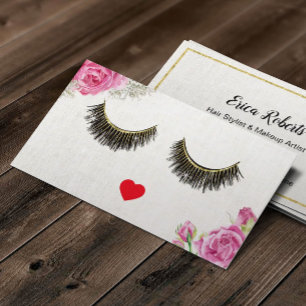Lashes Makeup Artist Vintag Blumenbeauty Salon Visitenkarte