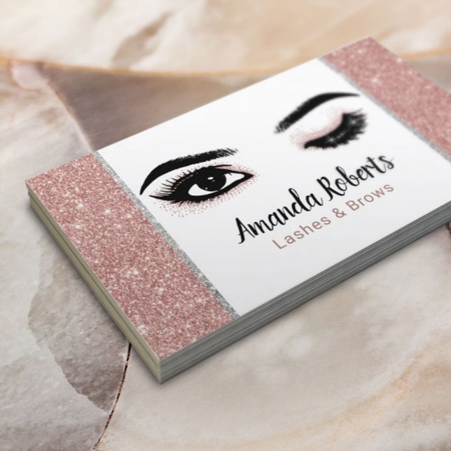 Lashes Makeup Artist Wink Eye Beauty Rose Gold Visitenkarte (Von Creator hochgeladen)