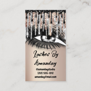 Lashes Makeup Black Tropfens QR Code Logo Rose Gol Visitenkarte