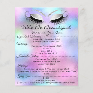 Lashes Makeup Graue Preisliste Rosa Flyer