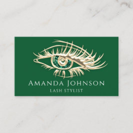 Lashes Makeup Logo Gold Green Qr Code Visitenkarte