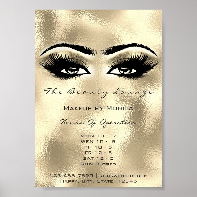 Lashes Makeup Openings Gold Salon Augen Poster (Vorne)