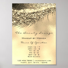 Lashes Makeup Openings Gold Salon Metall Lux Poster