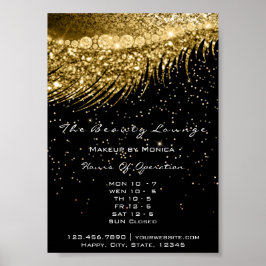 Lashes Makeup Openings Golden Confetti Black Poster