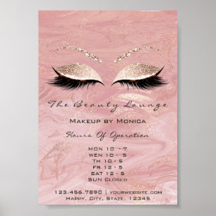 Lashes Makeup Openings Marble Salon Glitzer Poster