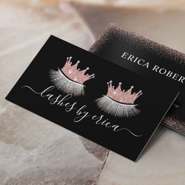 Lashes Makeup Rose Gold Crown Eyelash Salon Visitenkarte (Von Creator hochgeladen)