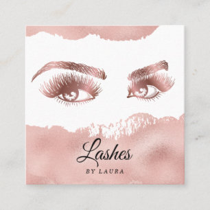 Lashes Makeup Rose Quadratische Visitenkarte