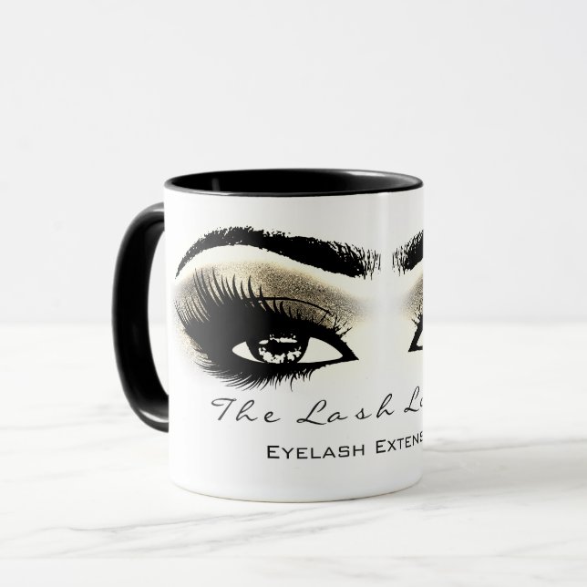 Lashes Makeup Studio Gold Eyes White Tasse (Vorderseite Links)