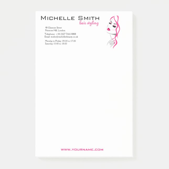 Lashes Manicure Hair Pink Girl Beauty Branding Post-it Klebezettel (Vorderseite)