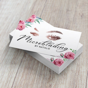 Lashes Microblading Elegant Typografie Floral Visitenkarte