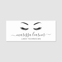 Lashes Minimalistische Schwarz-Weiß-Elegante Namensschild