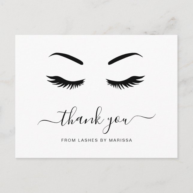 Lashes Minimalistische Schwarz-weiße Elegante Viel Postkarte (Vorderseite)