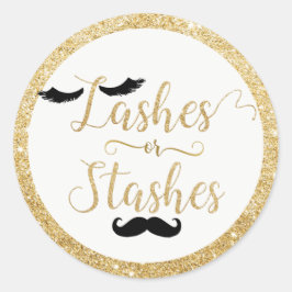Lashes oder stashes Baby Shower Gender offenbaren  Runder Aufkleber