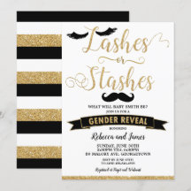 Lashes oder Stashes Gender Reveal Baby Shower Gold