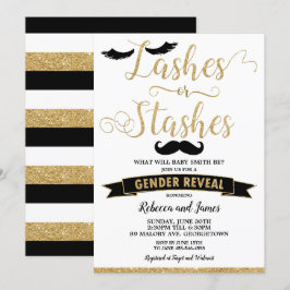 Lashes oder Stashes Gender Reveal Baby Shower Gold Einladung
