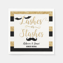 Lashes oder Stashes Gender Reveal Baby Shower Gold Serviette
