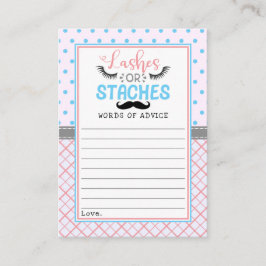 "Lashes or staches" Modernes Party zur Aufdeckung  Hinweiskarte
