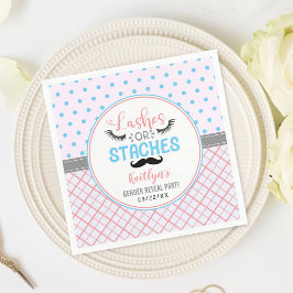 "Lashes or staches" Modernes Party zur Aufdeckung  Serviette