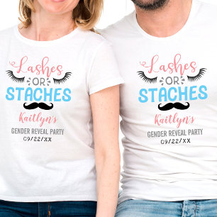 "Lashes or staches" Modernes Party zur Aufdeckung  T-Shirt