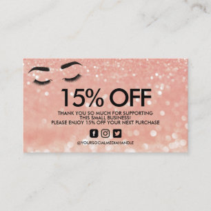 Lashes Pink Glitzer Discount Vielen Dank Visitenkarte