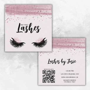 Lashes Pink Glitzer Moderner QR Code Quadratische Visitenkarte
