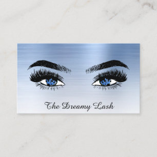 *~* Lashes QR Brows Extensions BLUE Glitzer Visitenkarte