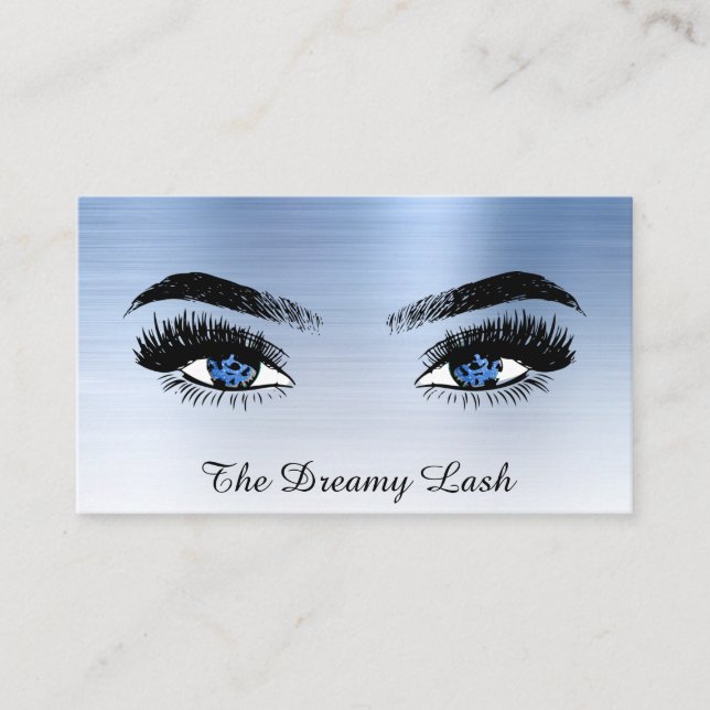 *~* Lashes QR Brows Extensions BLUE Glitzer Visitenkarte (Vorderseite)