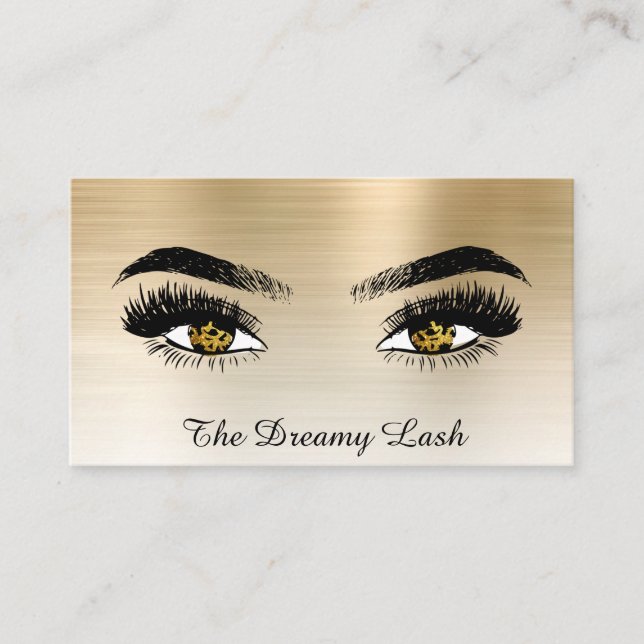 *~* Lashes QR Brows Extensions Gold Glitzer Visitenkarte (Vorderseite)
