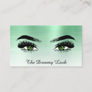 *~* Lashes QR Brows Extensions GREEN Glitzer Visitenkarte
