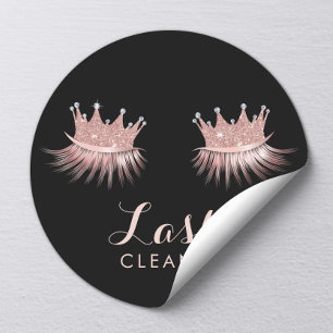 Lashes Rose Gold Crown Eyelash Diva Runder Aufkleber