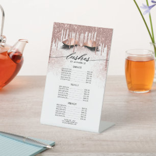 Lashes Rose Gold Preisliste Sockelschild