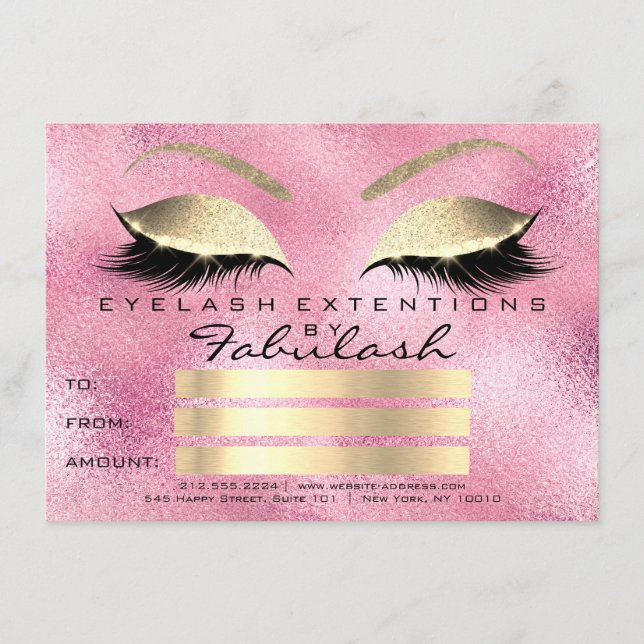 Lashes Rose Pink Gold Makeup Zertifikat Geschenk (Vorderseite)