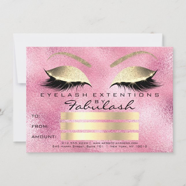 Lashes Rose Pink Gold Makeup Zertifikat Geschenk (Vorderseite)