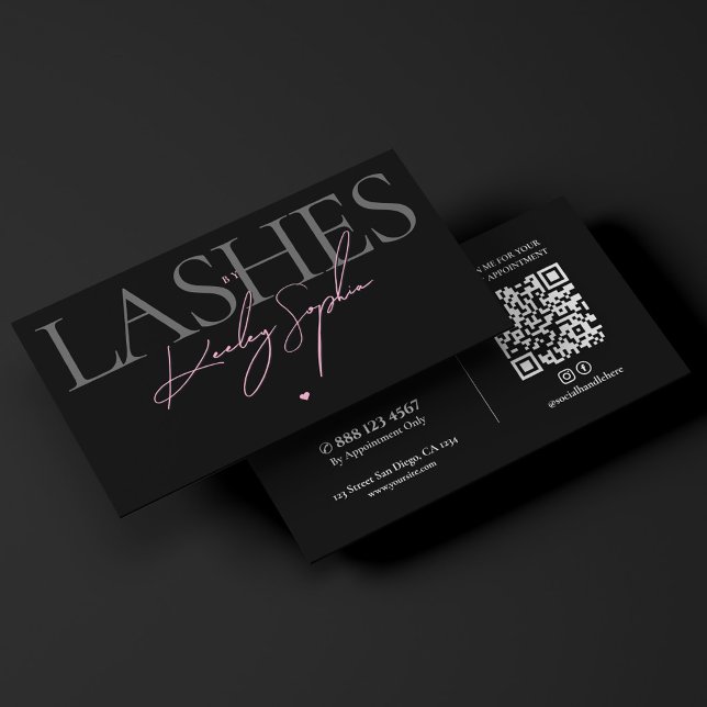 Lashes Studio Black Pink Visagist Ästhetik Visitenkarte (Lashes Studio Black Pink Makeup Artist Aesthetic Business Card
)