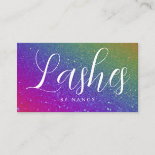 Lashes Typografie Rainbow Glitzer Visitenkarte