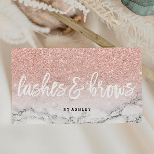 Lashes typografische Rose Gold Glitzer Marmor Visitenkarte