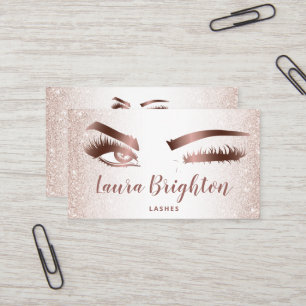 Lashes und braun Makeup Rose Gold Glitzer Wink Eye Visitenkarte