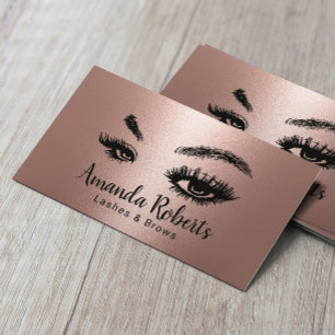 Lashes und Brows Makeup Artist Rose Gold Metallic Visitenkarte