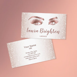 Lashes und Brows Makeup Rose Gold Glitzer Visitenkarte