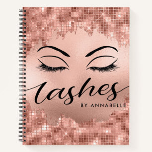 Lashes und Brows Makeup Rose Gold Notizbuch