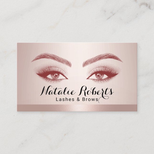 Lashes und Brows Microblush Rose Gold Border Visitenkarte (Vorderseite)