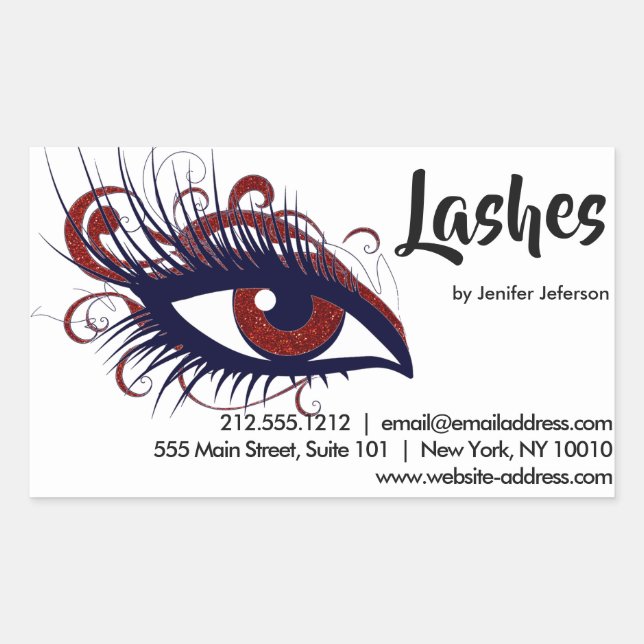 Lashes Visitenkartensticker Rechteckiger Aufkleber (Vorderseite)