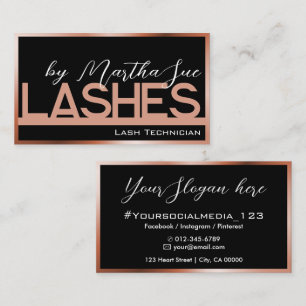 Lashes Vorlage Schwarz Peach Pink Ombre Schönheit Visitenkarte