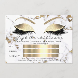 Lashes White Gold Marmor Makeup Certificate Gesche Einladung