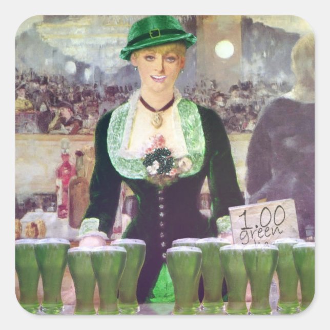 Lass Barkeeper St. Patrick's Day Quadratischer Aufkleber (Vorderseite)