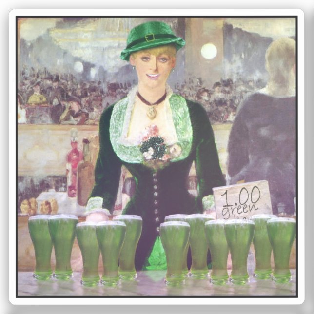 Lass Bartender St. Patrick's Day Aufkleber (Vorderseite)